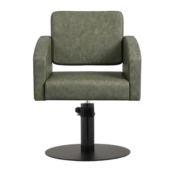 zahra-salon-chair-olive-mist-round-flat-satin-black-base-front-view.webp