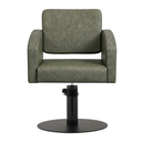 zahra-salon-chair-olive-mist-round-flat-satin-black-base-front-view.webp