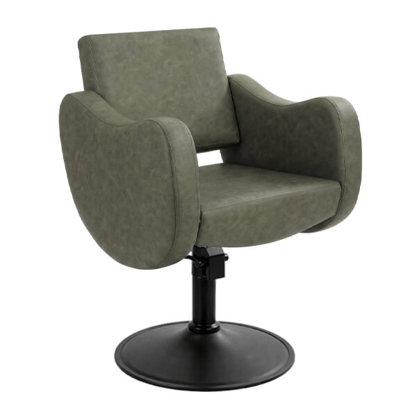 Ayla Salon Chair - Olive Mist (Round Matt Black)