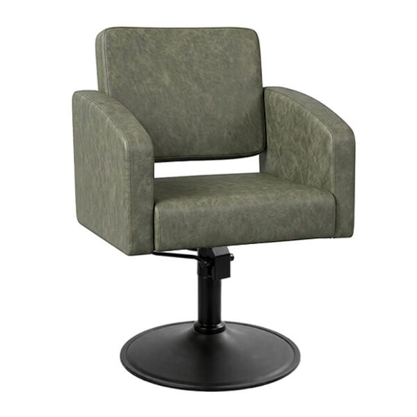 Zahra Salon Chair - Olive Mist (Rund Matt Schwarz)